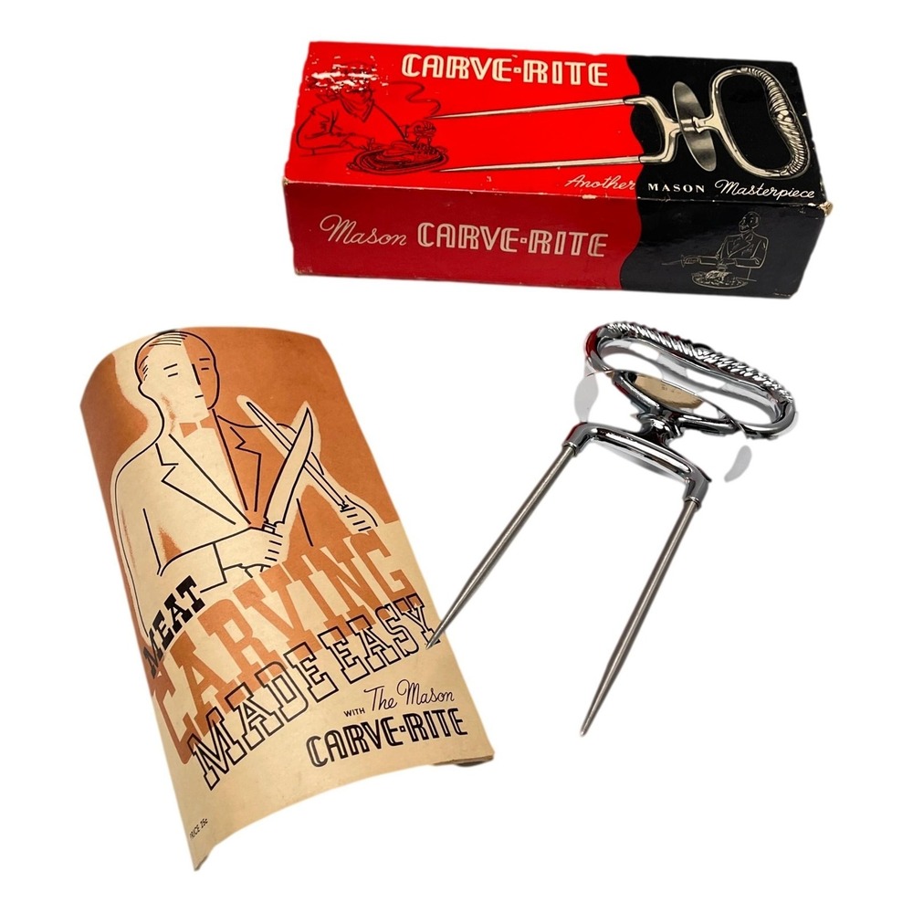 Vintage Mason‎ Carve-Rite Roast Carving Fork Vintage 60s New in Box Unused